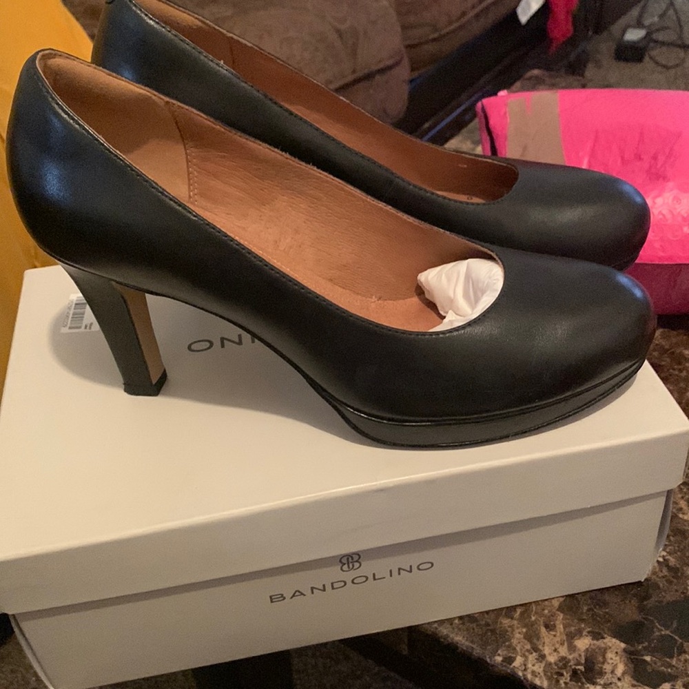 Clarks black leather heels